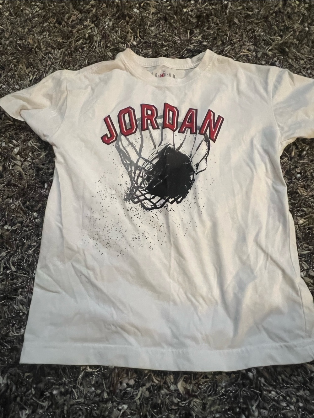 Jordan Boys Basketball Graphic T-Shirt White Size M 10-12 Jumpman